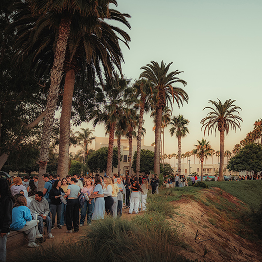 LMU senior students gather for senior sunrise on the bluff